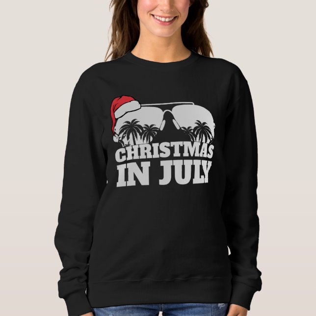 Weihnachten im Juli Weihnachtsmannmütze und Sonnen Sweatshirt (Vorderseite)