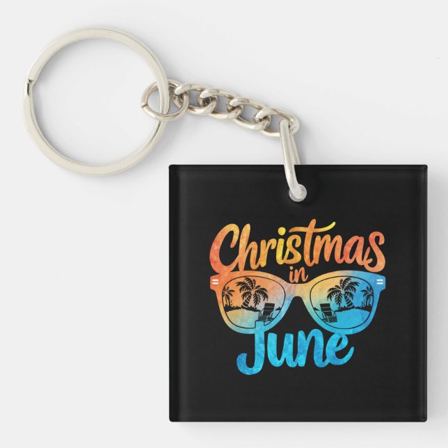 Weihnachten im Juni Sonnenbrille Funny Summer Vaca Schlüsselanhänger (Vorderseite)