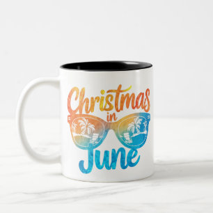 Weihnachten im Juni Sonnenbrille Lustiger Sommerur Zweifarbige Tasse