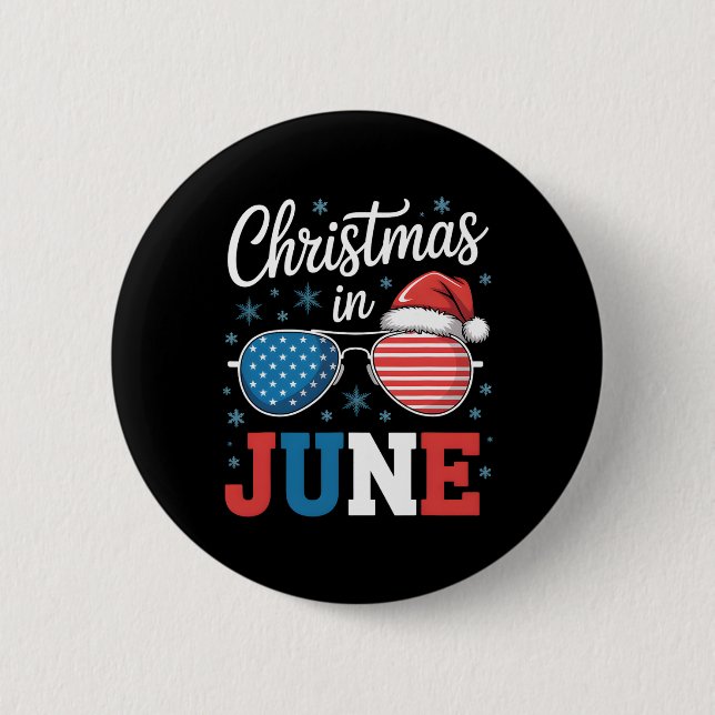 Weihnachten im Juni Sungles Weihnachtsmannmütze US Button (Vorderseite)