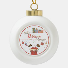 Weihnachten im Kamin Keramik Kugel-Ornament