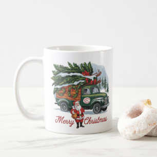 Weihnachten im klassischen LKW im Stil der 50er Ja Kaffeetasse
