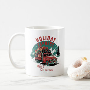 Weihnachten im klassischen LKW im Stil der 50er Ja Kaffeetasse