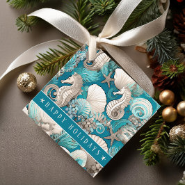 Weihnachten im küstennahen Seepferd Muster#4 ID100 Geschenkanhänger