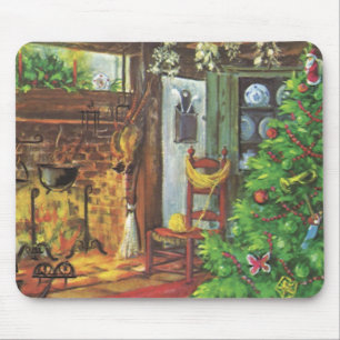 Weihnachten im Landhausstil, gemütliche Holzhütte Mousepad