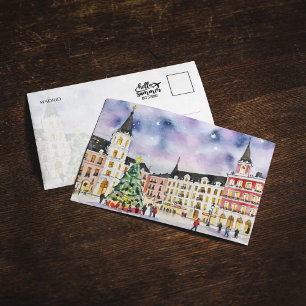 Weihnachten im Madrider Watercolor Postcard Einladung