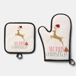 Weihnachten im modernen Urlaub Ofenhandschuh & Topflappen-Set