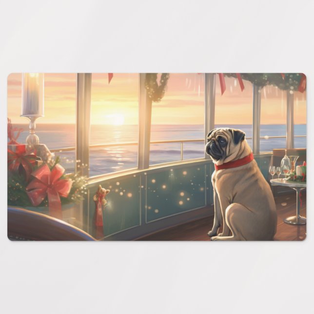 Weihnachten im Mops - Feierliche Hochzeit Etiketten (Design 3)