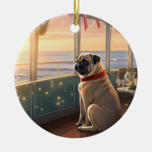 Weihnachten im Mops - Feierliche Hochzeit Keramik Ornament
