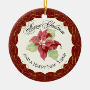 Weihnachten im neuen Jahr gemeinsam mit Poinsettia Keramikornament