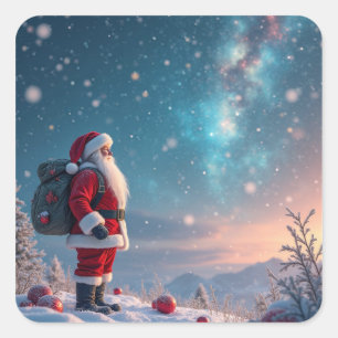 Weihnachten im Nordpol Quadratischer Aufkleber