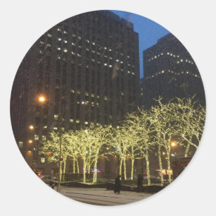 Weihnachten im NYC Winterschnee Foto Runder Aufkleber