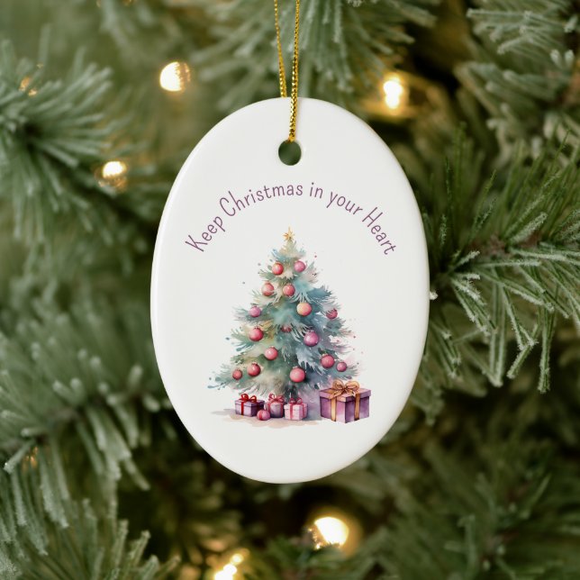 Weihnachten im Oval des benutzerdefinierten Textba Keramik Ornament (Baum)
