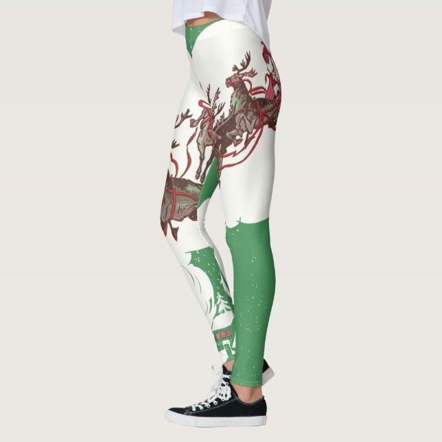 Weihnachten im Retro Santa Claus Sleigh Leggings (Links)