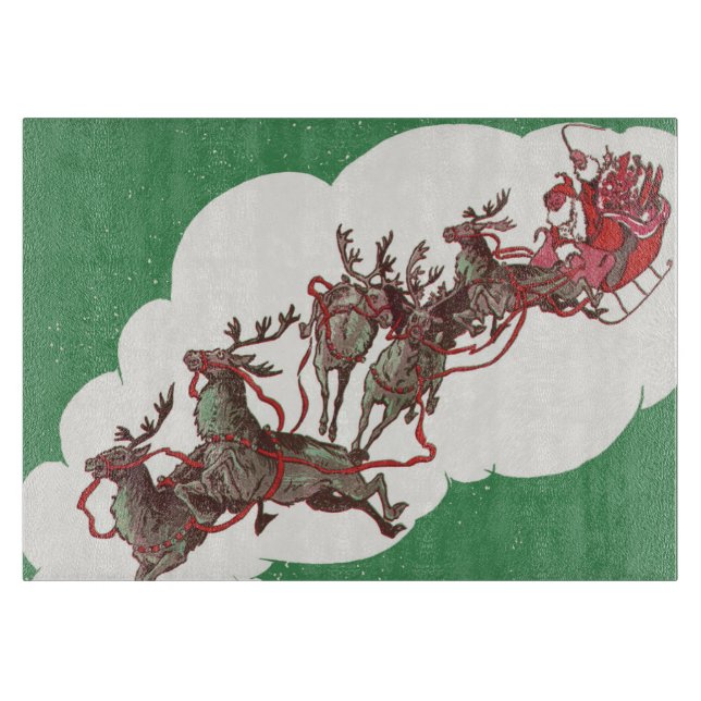 Weihnachten im Retro Santa Claus Sleigh Schneidebrett (Vorderseite)