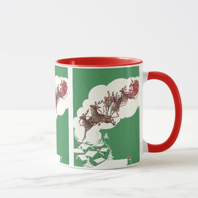 Weihnachten im Retro Santa Claus Sleigh Tasse (Rechts)