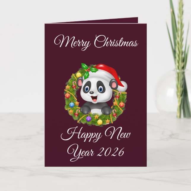 Weihnachten im Retro-Stil 2025 Botschaft des Panda (Vorderseite)