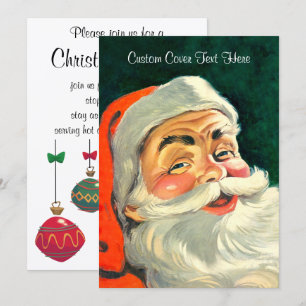 Weihnachten im Retro-Stil, fröhlicher Santa Claus  Einladung
