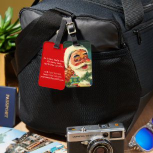 Weihnachten im Retro-Stil, fröhlicher Santa Claus  Gepäckanhänger