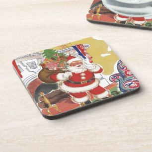 Weihnachten im Retro-Stil, fröhlicher Weihnachtsma Getränkeuntersetzer