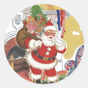 Weihnachten im Retro-Stil, fröhlicher Weihnachtsma Runder Aufkleber