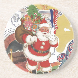 Weihnachten im Retro-Stil, fröhlicher Weihnachtsma Untersetzer