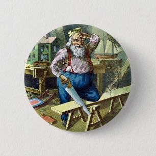 Weihnachten im Retrolook, Weihnachtsmann baut Spie Button
