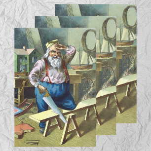 Weihnachten im Retrolook, Weihnachtsmann baut Spie Geschenkpapier Set