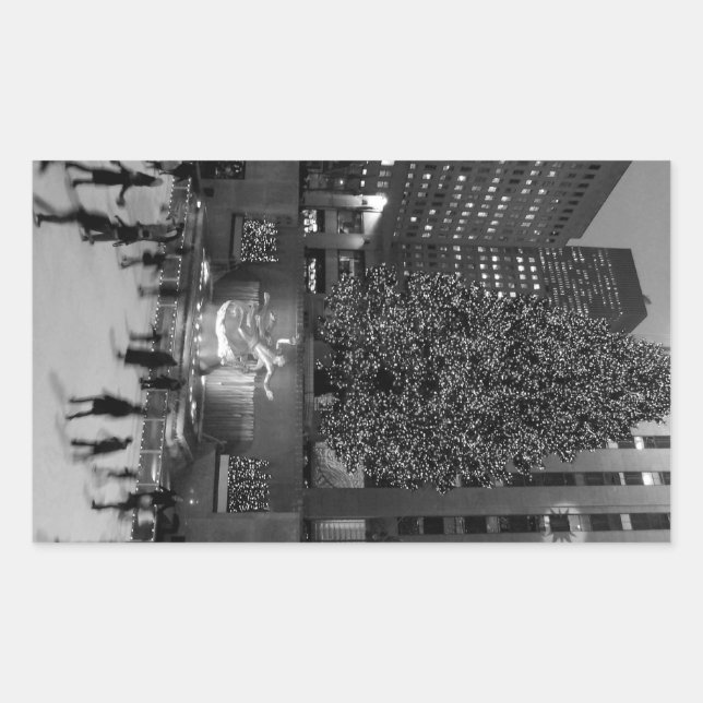 Weihnachten im Rockefeller Center - NYC Rechteckiger Aufkleber (Vorderseite)