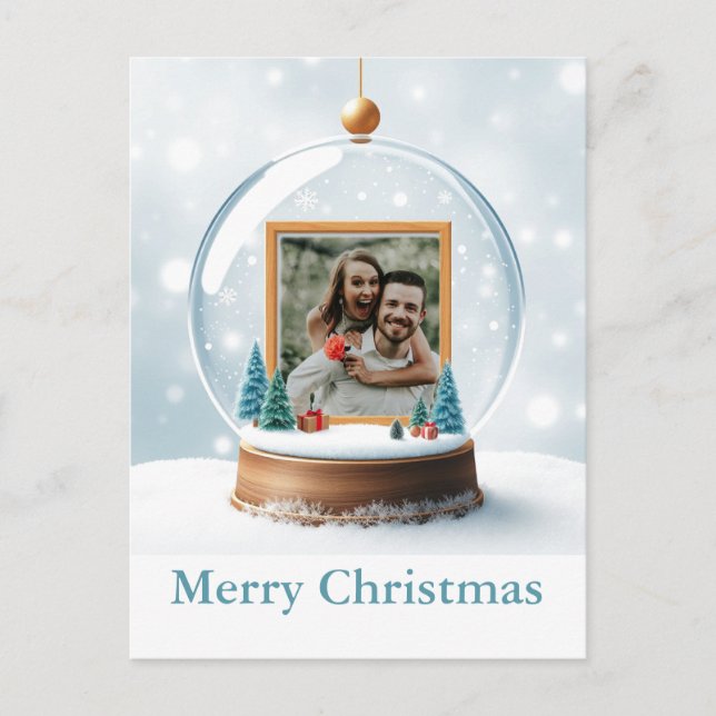 Weihnachten im Schneeglobe-Foto individuell anpass Postkarte (Vorderseite)