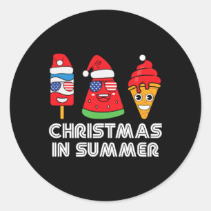 Weihnachten im Sommer im Santa Claus Party Beach S Runder Aufkleber