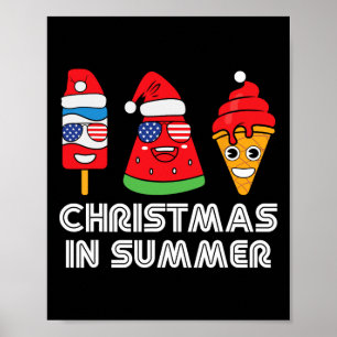 Weihnachten im Sommer Weihnachtsmann Party Strand Poster