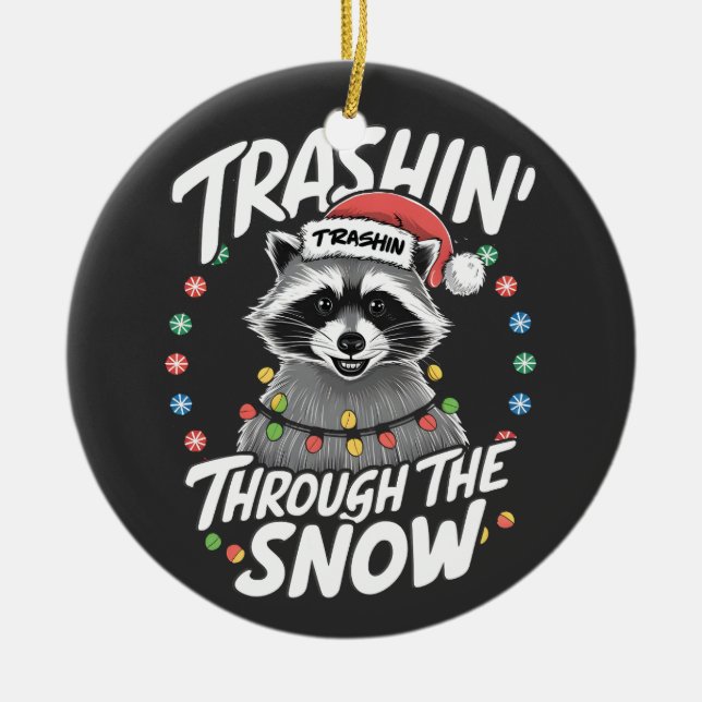 Weihnachten im sonnenverwöhnten Raccoon Keramik Ornament (Vorne)