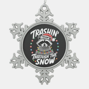 Weihnachten im sonnenverwöhnten Raccoon Schneeflocken Zinn-Ornament