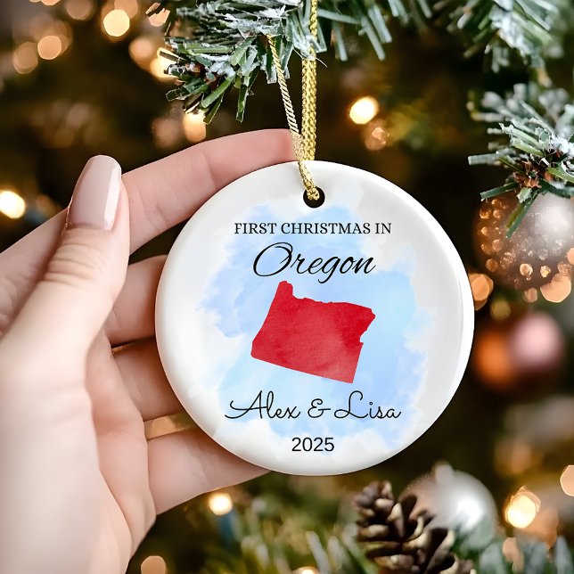 Weihnachten im Staat von Oregon Keramik Ornament (Von Creator hochgeladen)