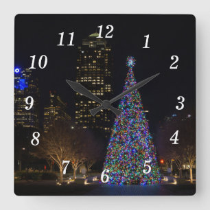 Weihnachten im Stadtzentrum von Dallas Wall Uhr