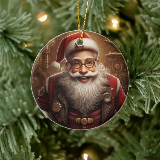 Weihnachten im Steampunker Keramik Ornament (Baum)
