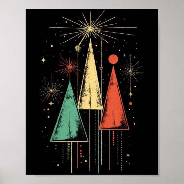 Weihnachten im Stil der Mitte des Jahrhunderts  Poster (Vorne)