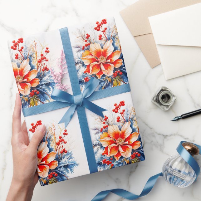 Weihnachten im Südfloralmagnolien Geschenkpapier (Schenken)