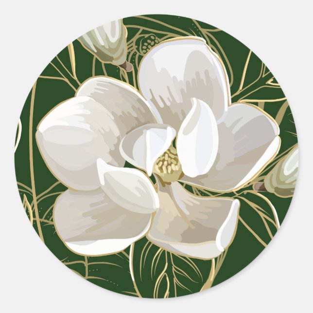 Weihnachten im südlichen Magnolien Runder Aufkleber (Vorderseite)