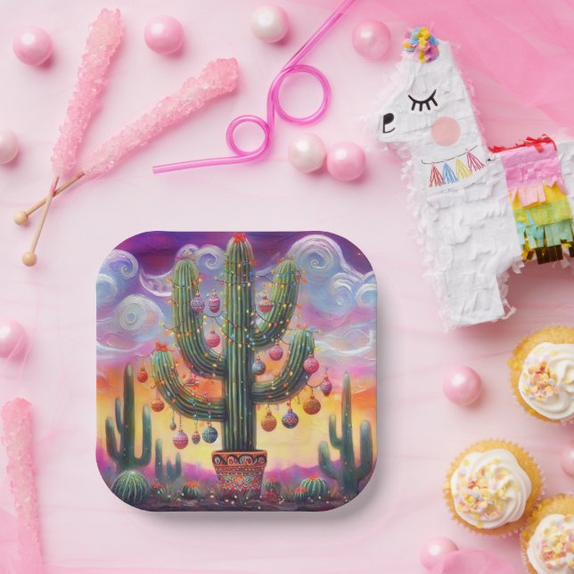 Weihnachten im Südwesten der Wüste Saguaro Pappteller (Party)