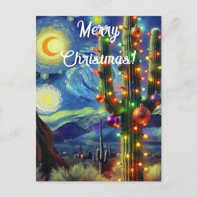 Weihnachten im Südwesten der Wüste Saguaro Postkarte (Vorderseite)