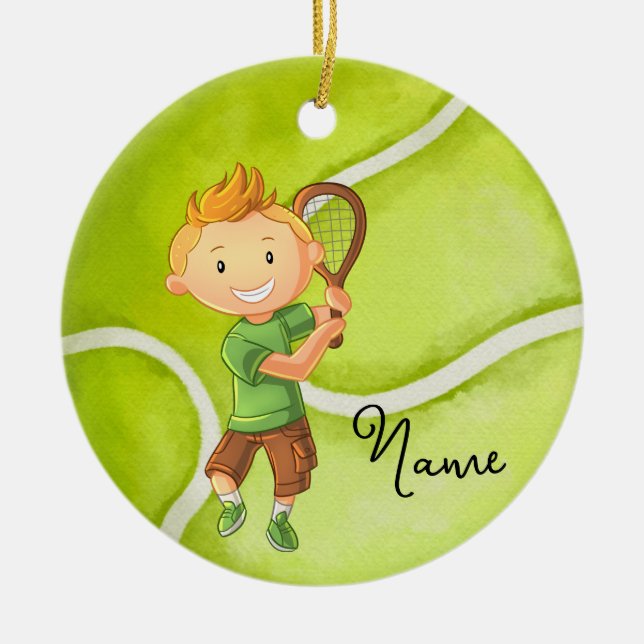 Weihnachten im Tennis für Junge Spieler Keramik Ornament (Vorne)