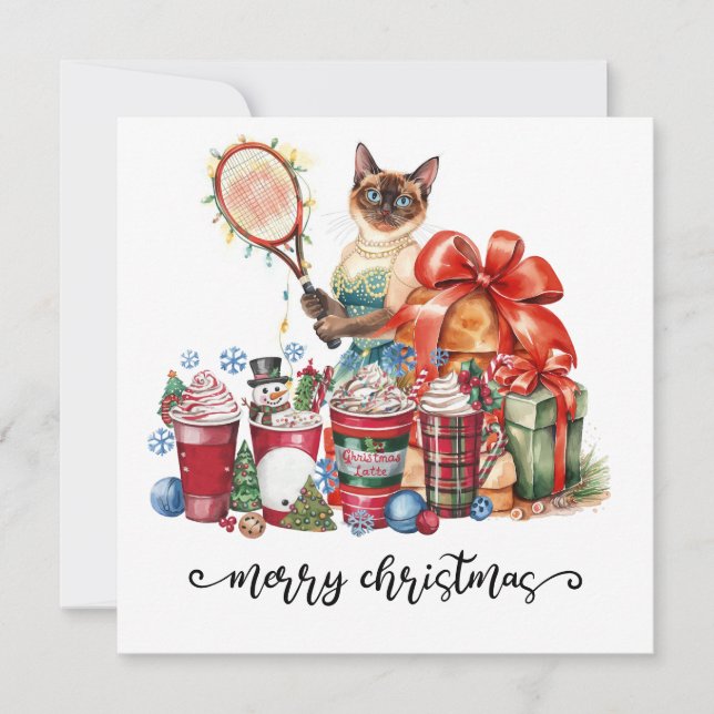 Weihnachten im Tennis für siamesische Katzen-Liebh (Vorderseite)