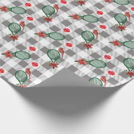 Weihnachten im Tennis, grau - weißes Büffel karier Geschenkpapier