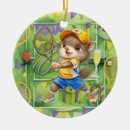 Weihnachten im Tennis Keramik Ornament