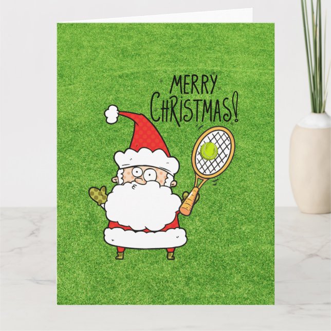 Weihnachten im Tennis mit dem Weihnachtsmann beim  Karte (Vorderseite)