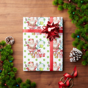 Weihnachten im Tennis mit Santa CLAUS Geschenkpapier