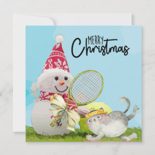 Weihnachten im Tennis mit Snowman und Tennisball-K