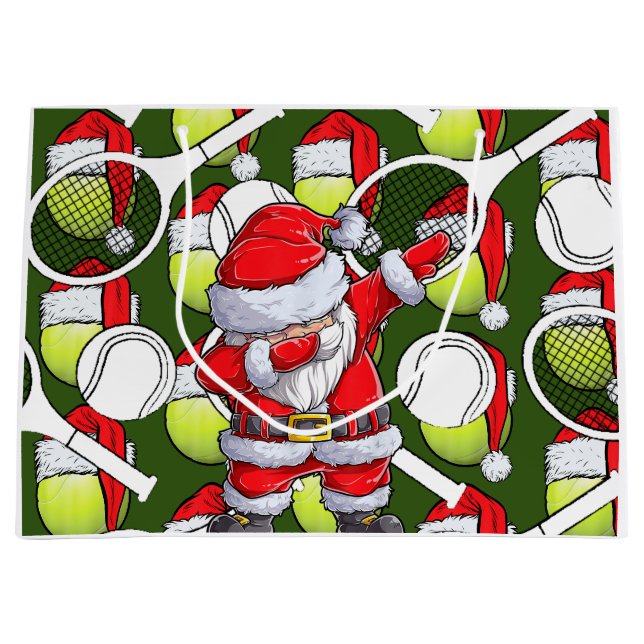 Weihnachten im Tennis mit Weihnachtsmann und Schlä Große Geschenktüte (Vorderseite)